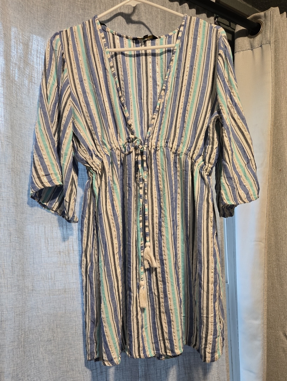 Cotton blend beach cover-up tunic, Spiaggia Dolce striped swim cover-up. Size L